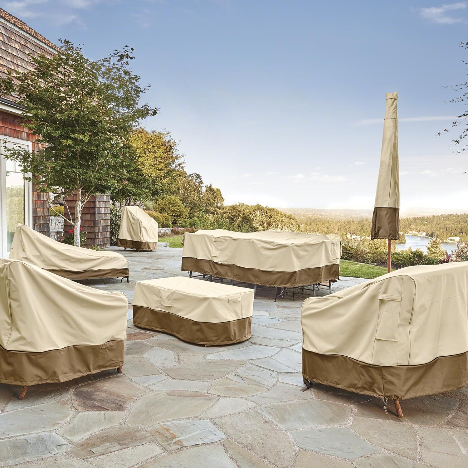 Patio Table & Chair Cover with Umbrella Hole: Water-Resistant Outdoor Furniture Cover for Rectangular/Oval Garden Sets (274x208x58 cm LxWxH) — image 3