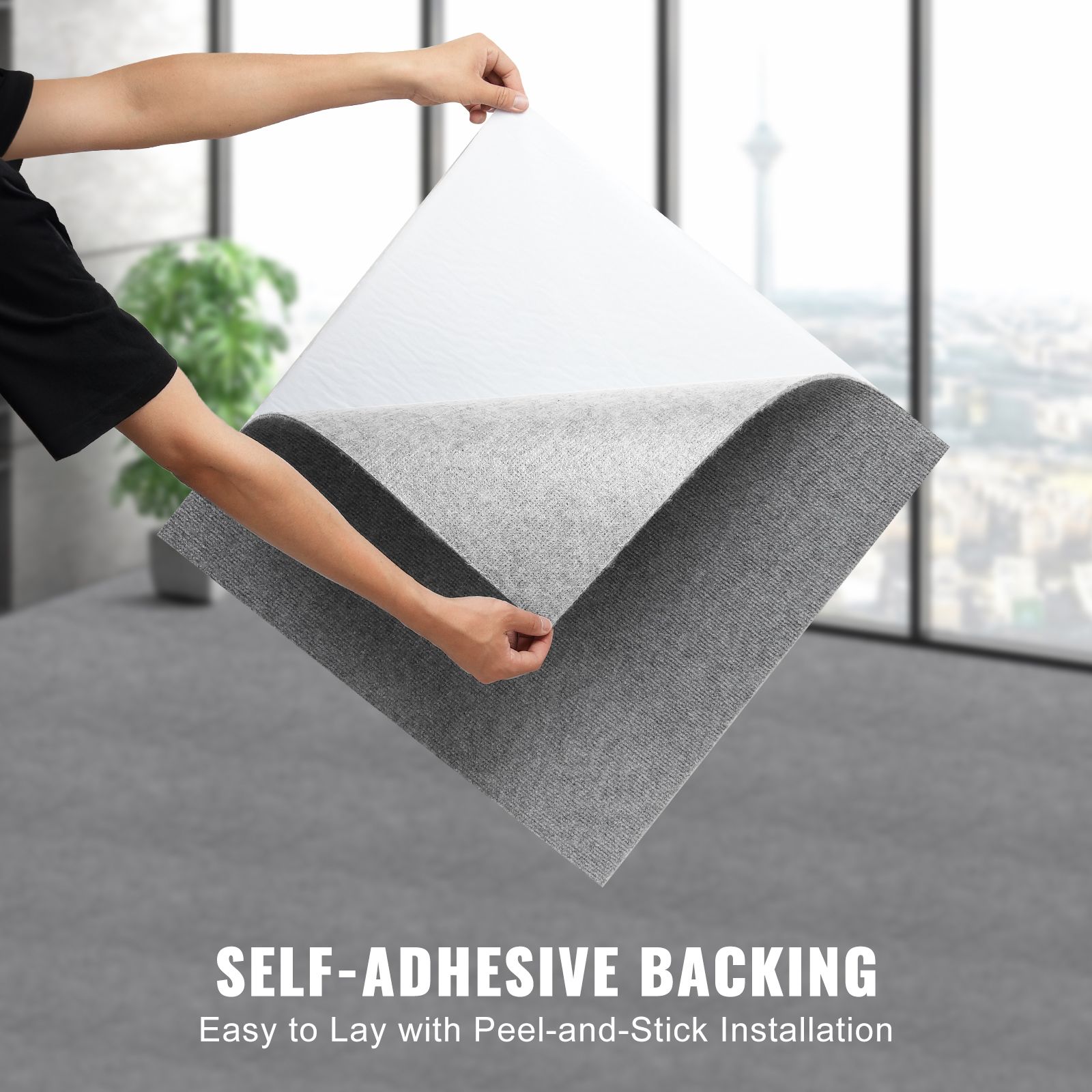 Carpet Tiles Peel and Stick, Squares Self Adhesive Carpet Floor Tile, Soft Padded Carpet Tiles, Easy Install DIY for Bedroom Living Room Indoor Outdoor — image 4