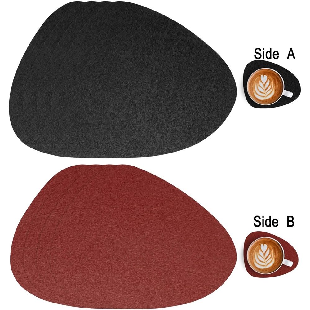 4 pack Placemats, Dual-Sided Placemats Waterproof Faux Leather Placemats Set of 4 Place Mats and Coasters Non-Slip Washable Table Mats for Dining Table (Only — image 2