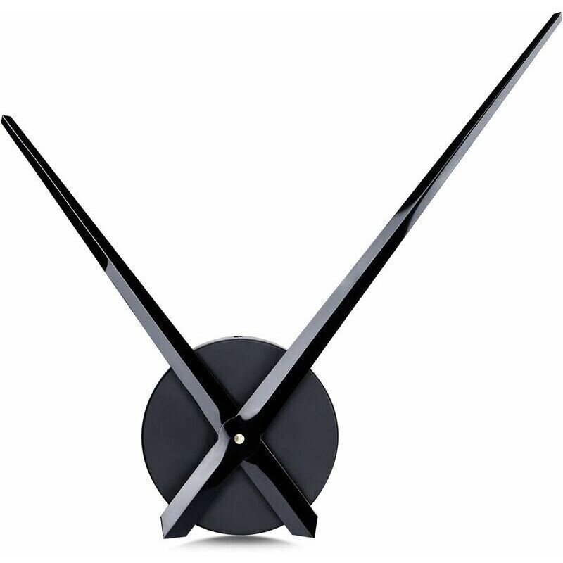 Large Black Wall Clock with Single Hand without Numbers, Clock Mechanism with High Longitudinal Shaft and 31.5 cm Long Hands