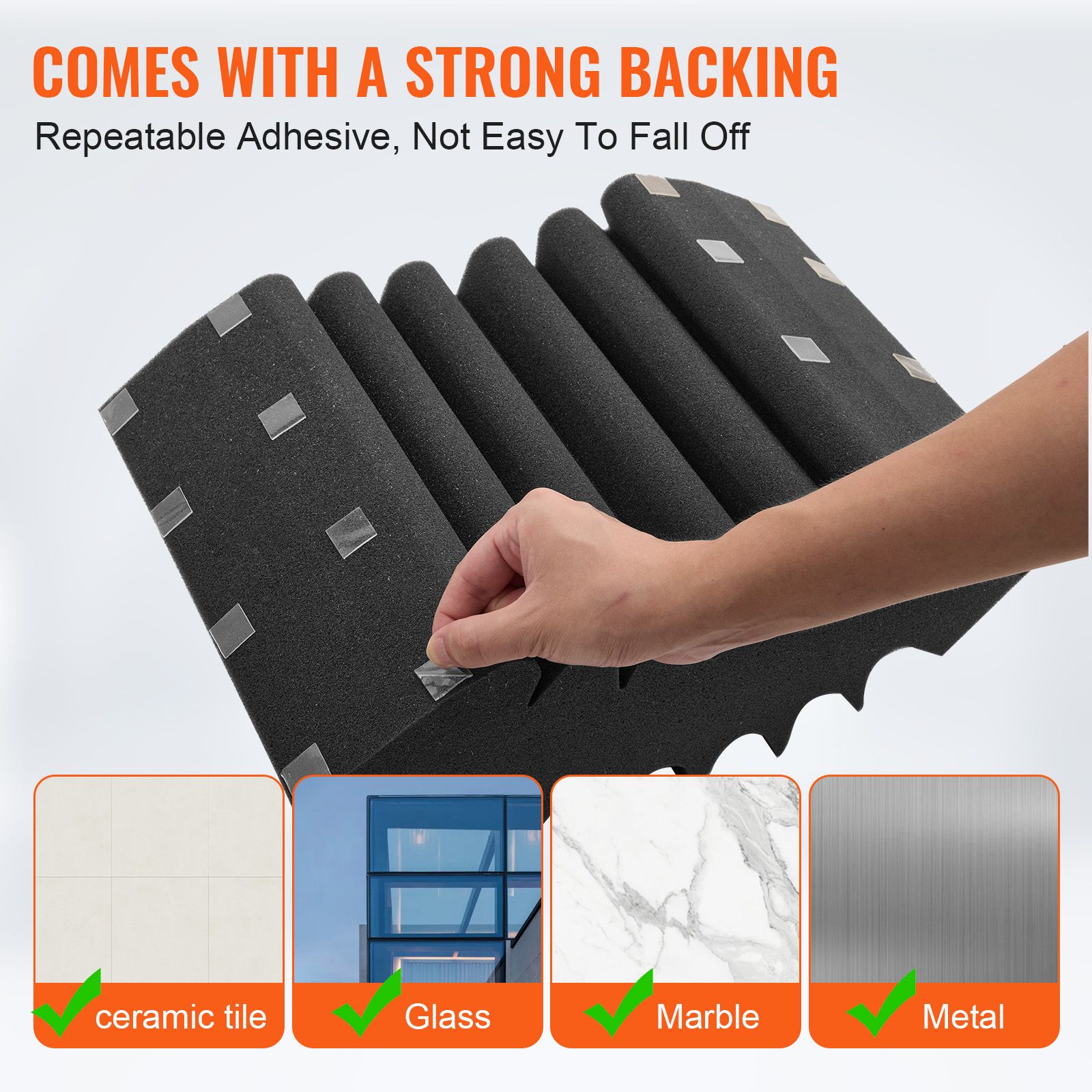 Acoustic Foam Panels 4 Pack 16.5 × 6.3 × 12 in Adhesive for Wall Ceiling — image 4
