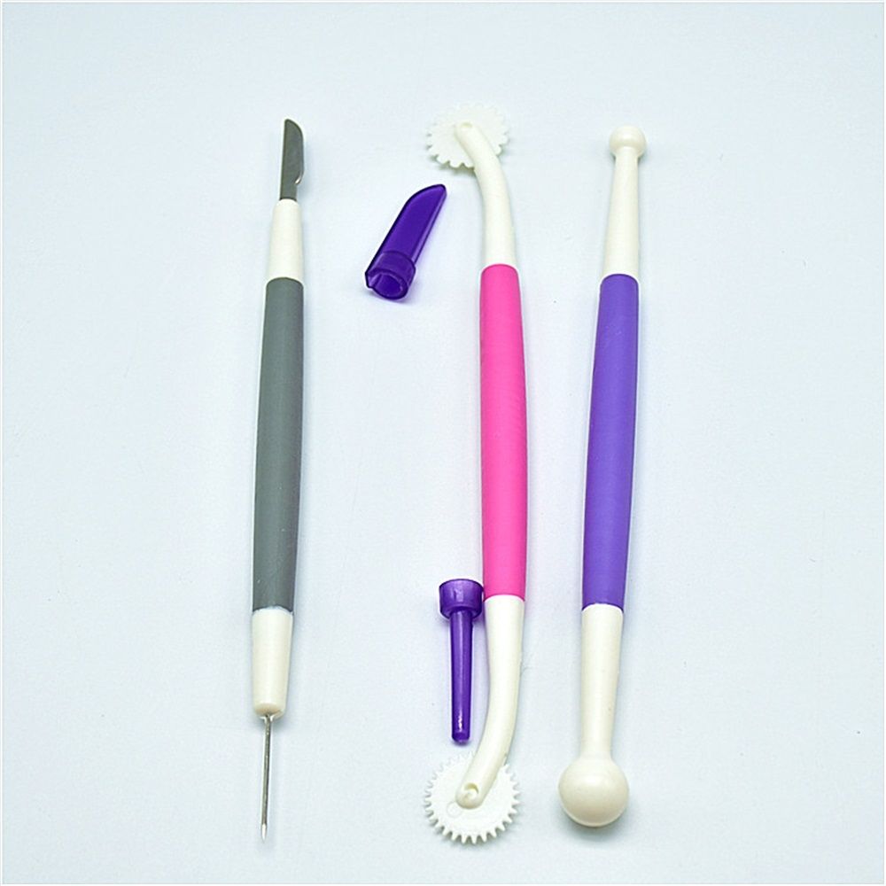 3-Piece Fondant and Gum Paste Tool Set - It Includes a Standard Ball Tool, Quilting/Stitching Tool and Cutting Blade/Pick Tool — image 2