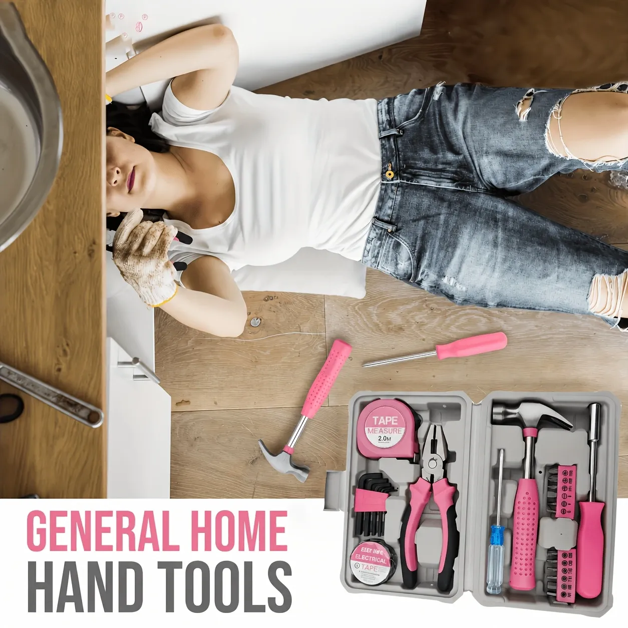 24-Piece Premium Carbon Steel Tool Set: High-End Pink Design, Rust-Resistant & Durable, Ergonomic Grip, Portable Storage, Practical for Home Repairs & Gifting — image 5