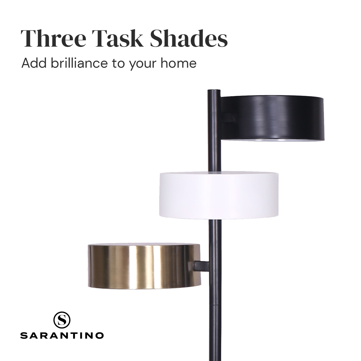 Sarantino Metal Floor Lamp with 3 Swirl Shades โ image 3