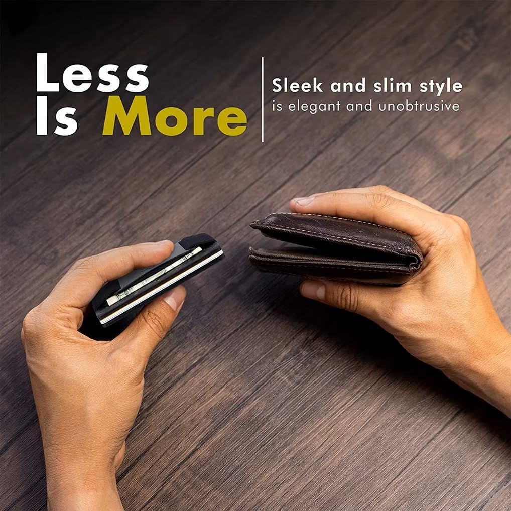 Blue Slim RFID Blocking Aluminum Card Holder - Metal Wallet with Cash Strap Minimalist Card Case โ image 2