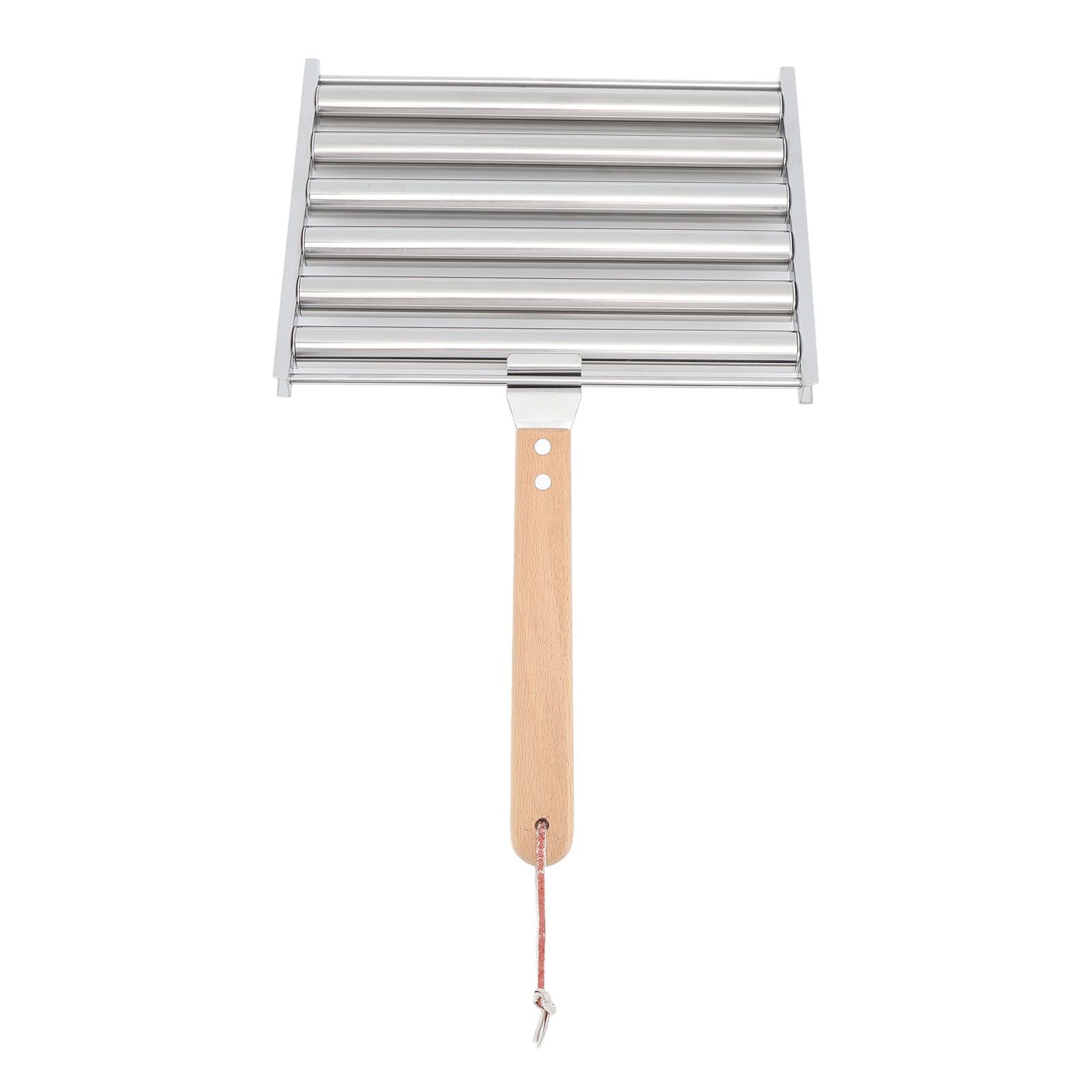 Detachable Stainless Steel Hot Dog Sausage Roller Rack Steamer With Extra Long Wood Handle 4 Skewers 6 Stick Design BBQ Tools M โ image 2