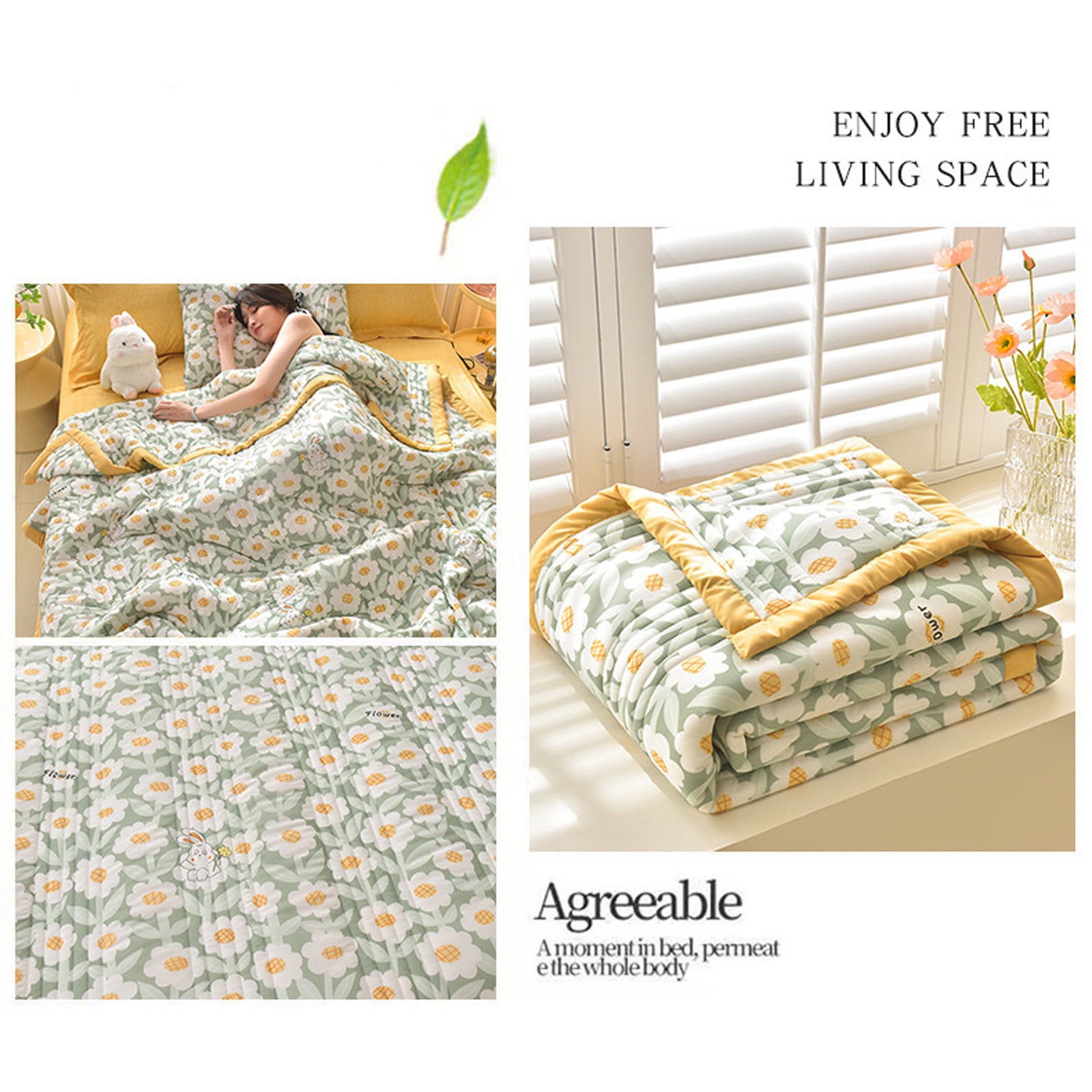 Quilts for Queen Bed Light Bedspreads,Soft Bed Summer Quilt Lightweight Microfiber Bedspread,Modern Style Flowers Pattern Coverlet for All Season multicolor H — image 4