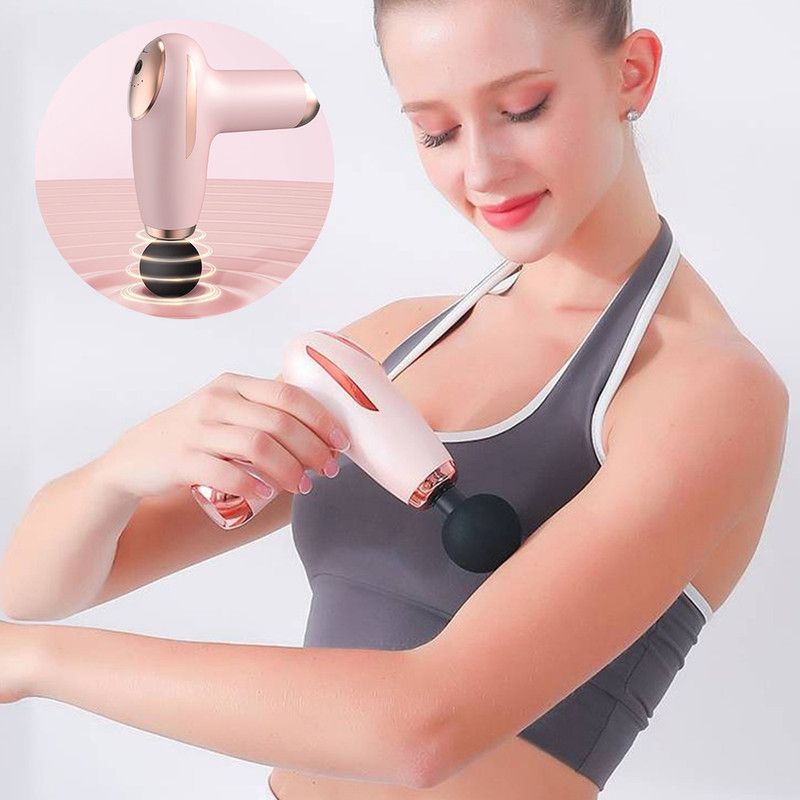 Black - Portable Mini Fascia Gun with 4 Massage Heads, Type-C Rechargeable Low-Noise Handheld Percussion Massager for the Gym — image 2