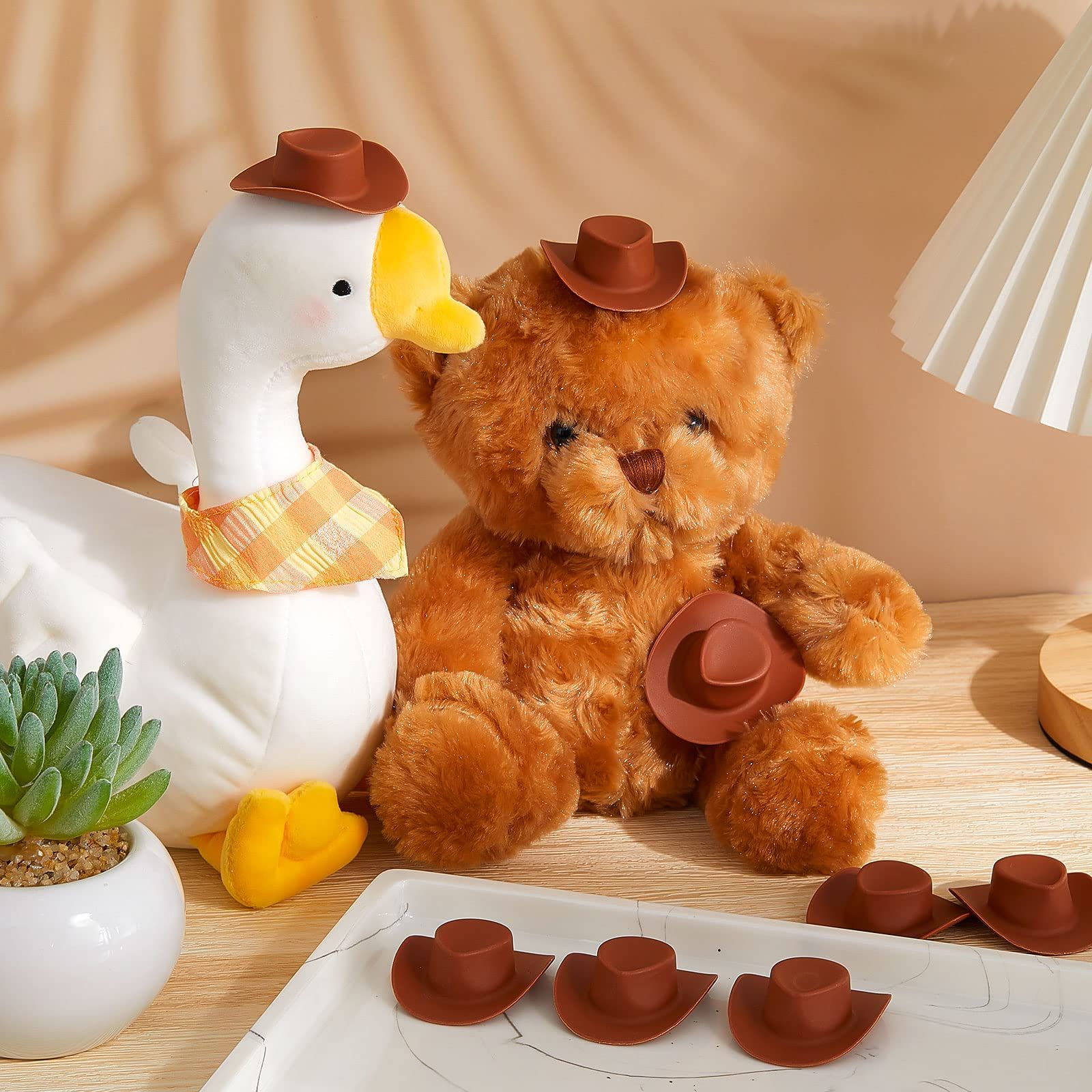 20 Pieces Plastic Mini Western Cowboy Cowgirl Hat Miniature Cute Doll Hat Party Dress Hat for Dollhouse Decoration (Brown) โ image 4