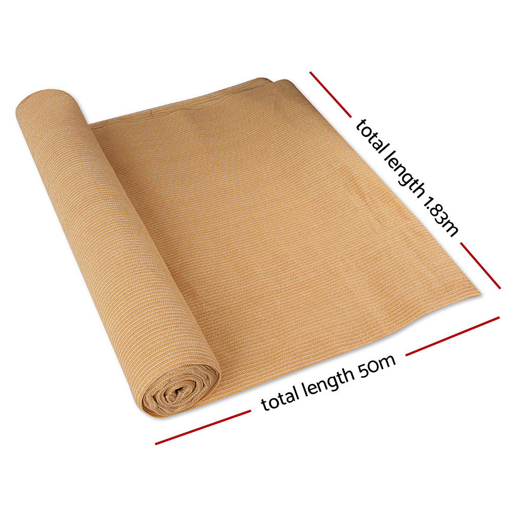 Instahut 70% Shade Cloth 1.83x50m Shadecloth Sail Heavy Duty Beige — image 2