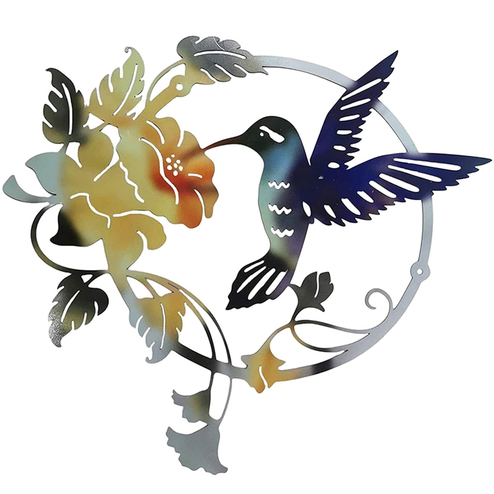 3pc Round metal bird wall art decor, suitable for home garden living room and porch party art decoration-Yellow โ image 2