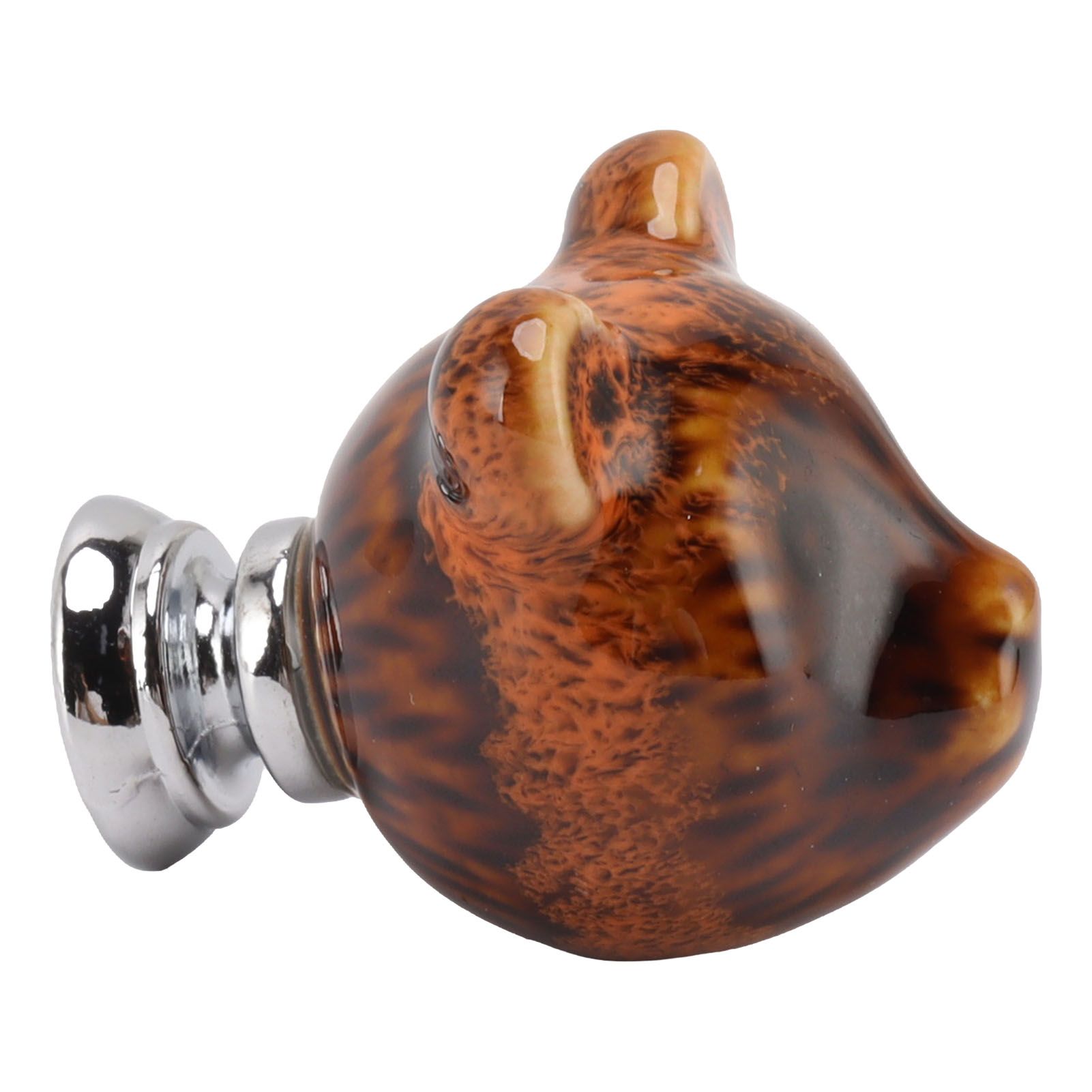 6PCS Bear Door Knob Orange Zinc Alloy Ceramic Decorative Bear Head Drawer Handle for Bedroom โ image 5