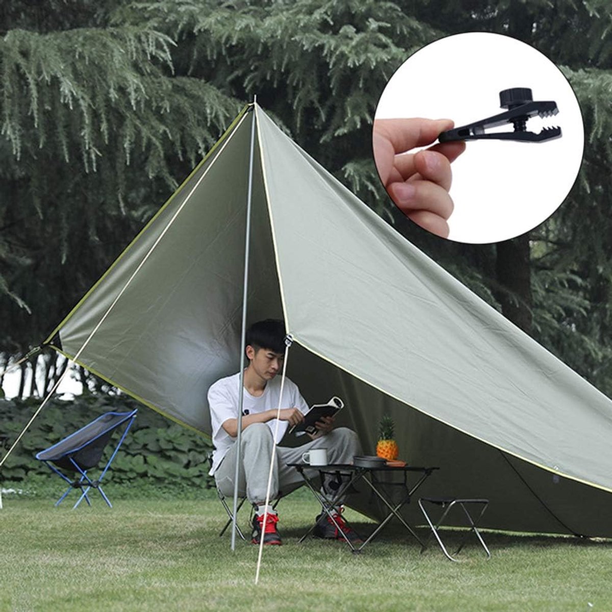 Tarp Clips & Bungee Cords 10-piece – Heavy Duty, for tents/banners (black) — image 5