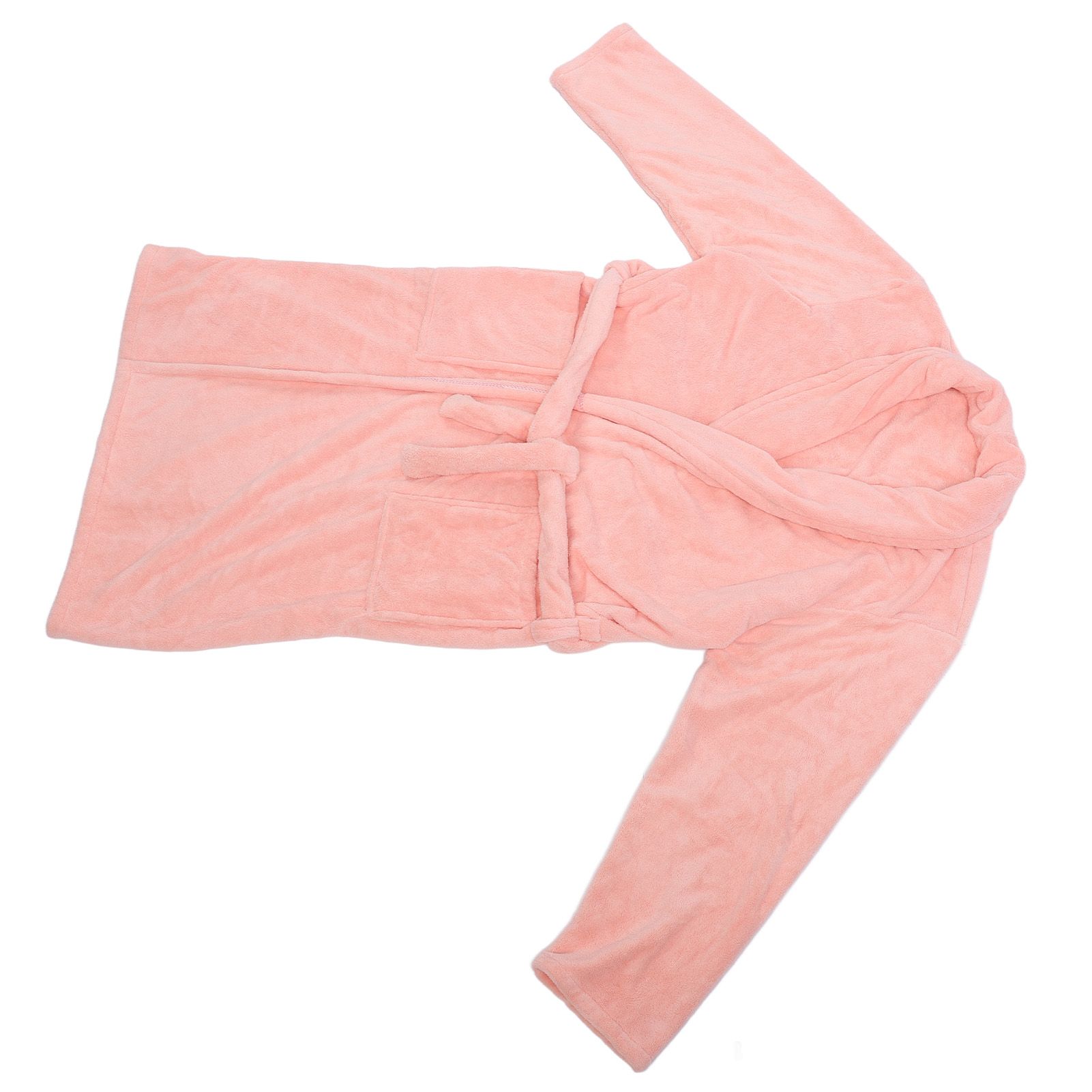 Bathrobe Coral Velvet Thicken Soft Water Absorbent Warm Belt Design Couple Bathrobe for Home Hotel Pink — image 5