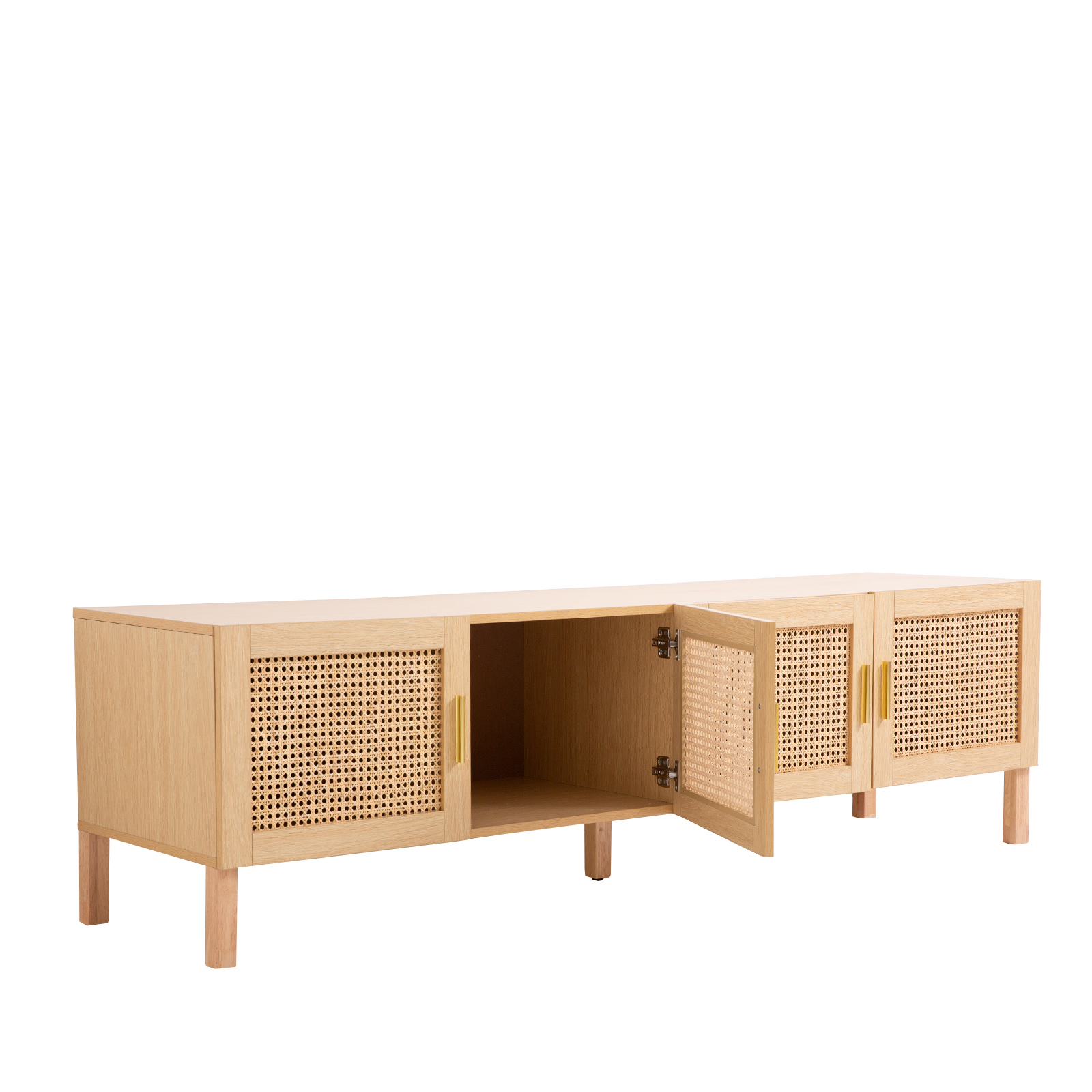 Casa Decor Santiago Rattan Entertainment Unit TV Stand Cabinet Storage Oak — image 6