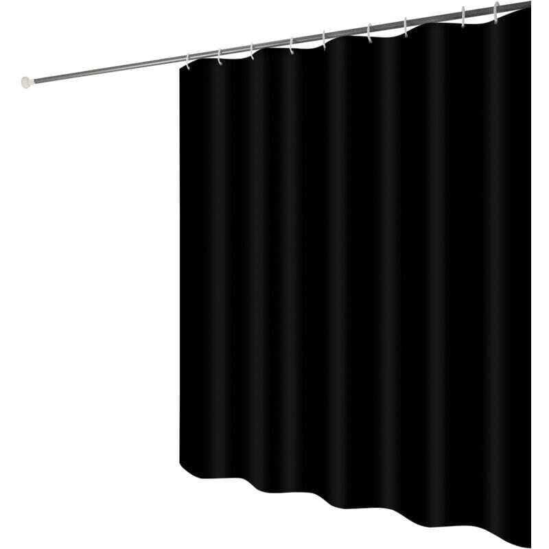 Waterproof Shower Curtain with Hooks - Anti-Mildew Washable Polyester Fabric - Black Bathroom Curtain 100 × 180cm — image 2