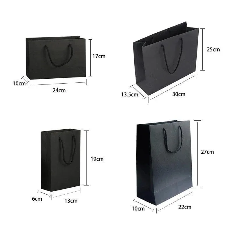 150Pcs Bulk Black Paper Bags Gift Shopping Carry Craft Bag With Cutton Handles - 17*24*10cm — image 5