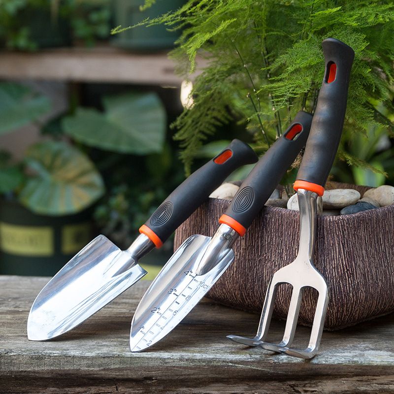 3 Pack Heavy Duty Gardening Tools Set Include Garden Shovel,Transplant Trowel and Hand Rake with Ergonomic Handle, Aluminum Alloy โ image 2