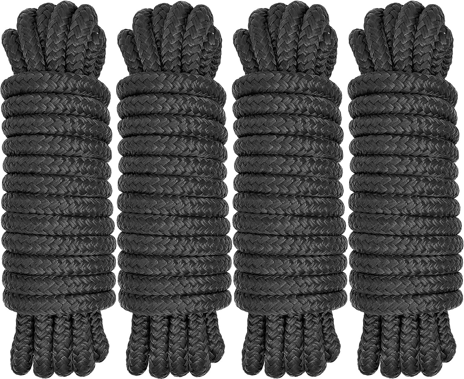 Boat Dock Lines 1/2" x 15' - Double Braided Nylon Boat Ropes for Docking with 12" Loop, Marine-Grade High Strength Boat Lines Dock Rope, Premium Marine Rope