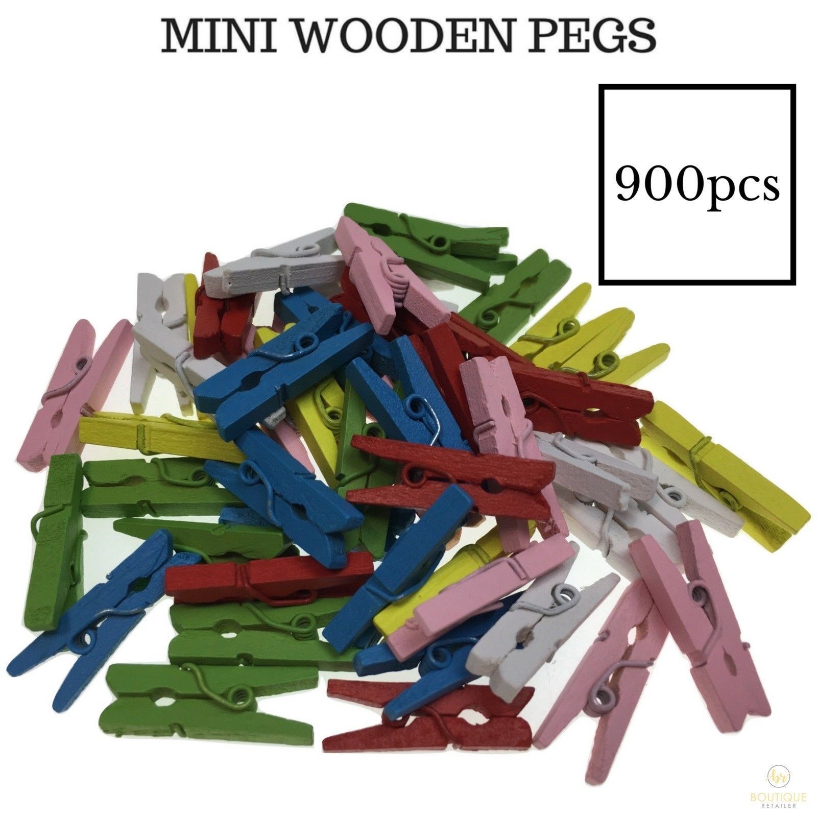 900pcs MINI WOODEN PEGS Natural Craft Baby Shower Clothes Pin Scrapbook 35mm โ image 2