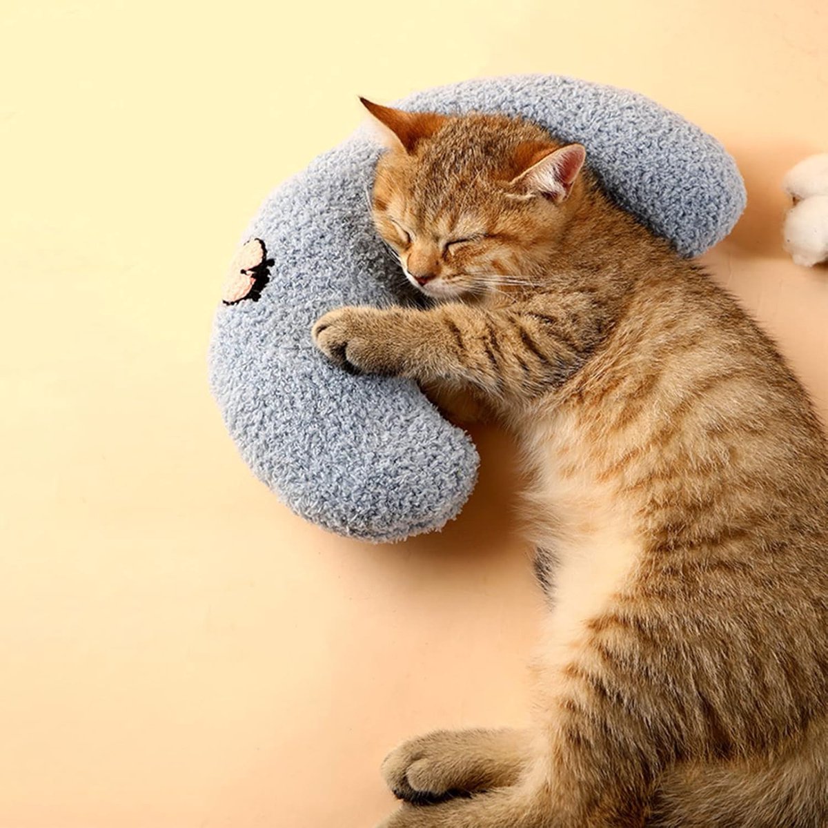 Pet Cushion - Soft Plush Pet Cushion - Cute Patterned Pet Mat - Comfortable Neck Support - Suitable for Cats and Dogs - White — image 6