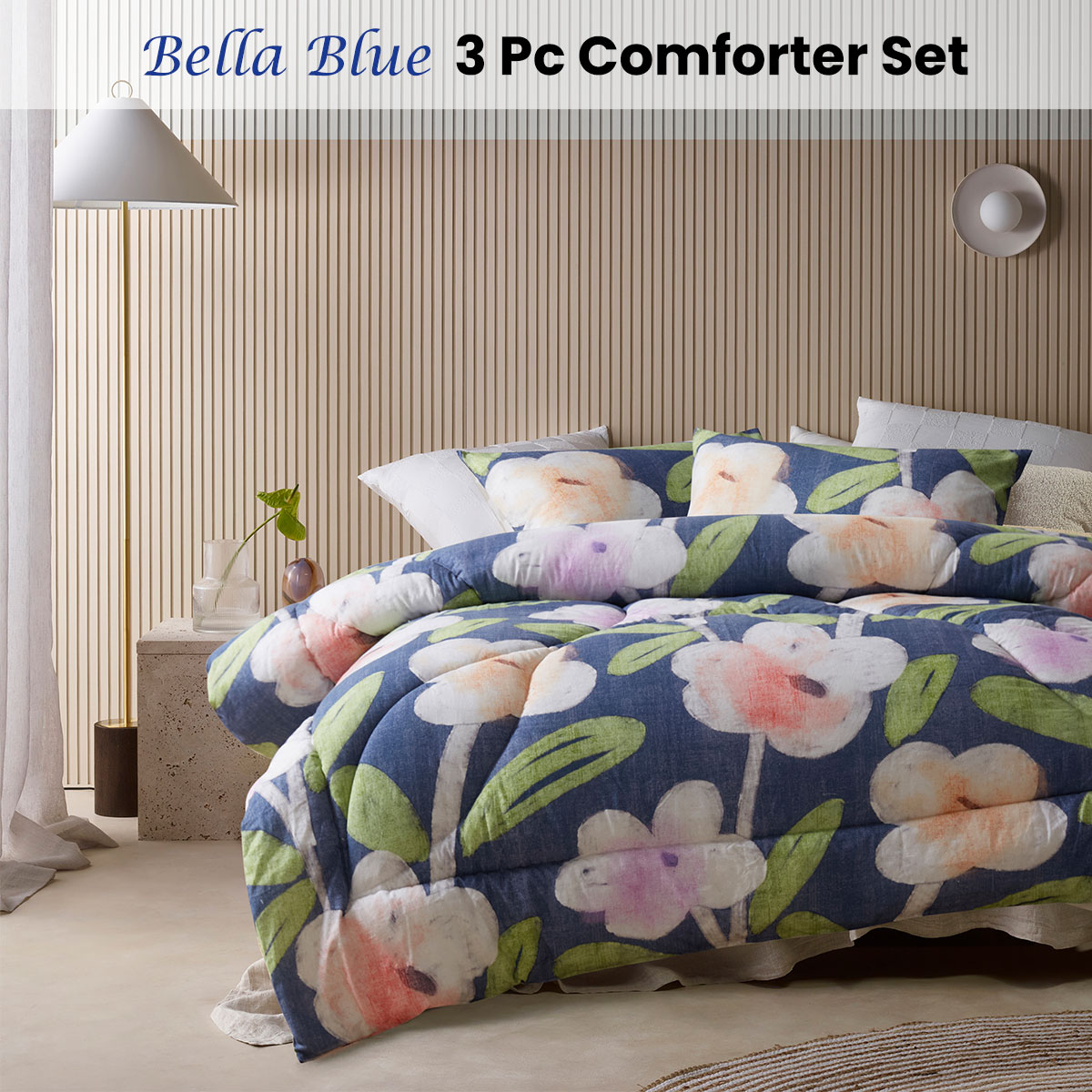 Accessorize Bella Blue Floral 3 Piece Comforter Set King โ image 2