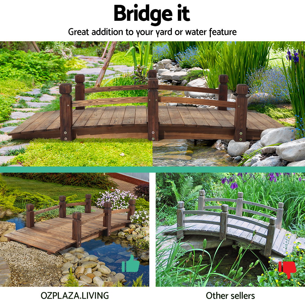 Gardeon Garden Decor Outdoor Ornament Wooden Bridge 160cm โ image 3