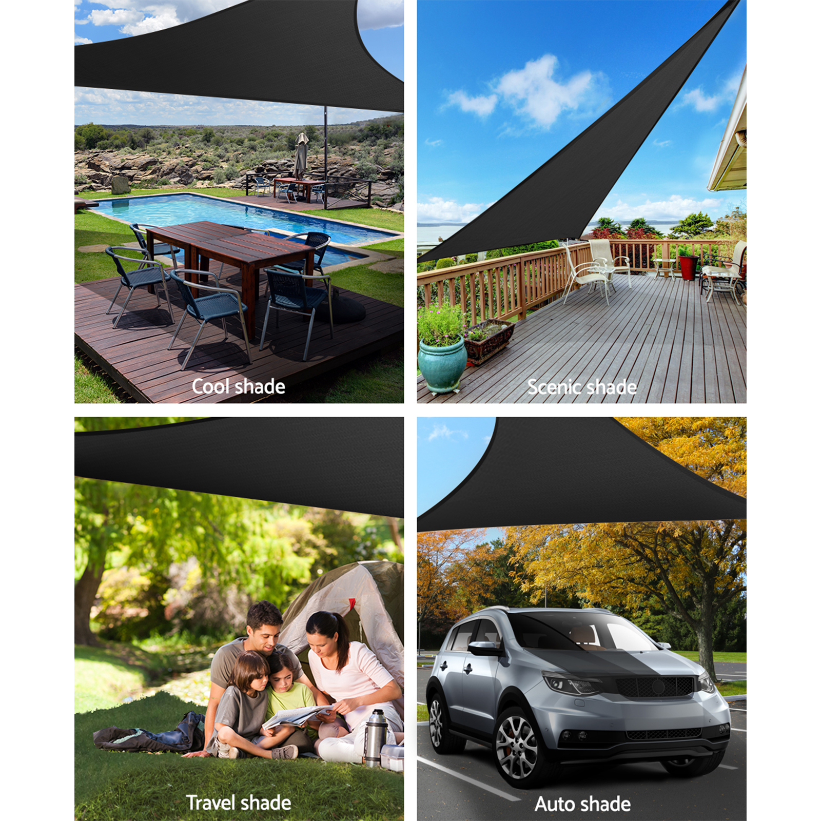 Instahut Shade Sail 5x5x5m Triangle 280GSM 98% Black Shade Cloth โ image 4