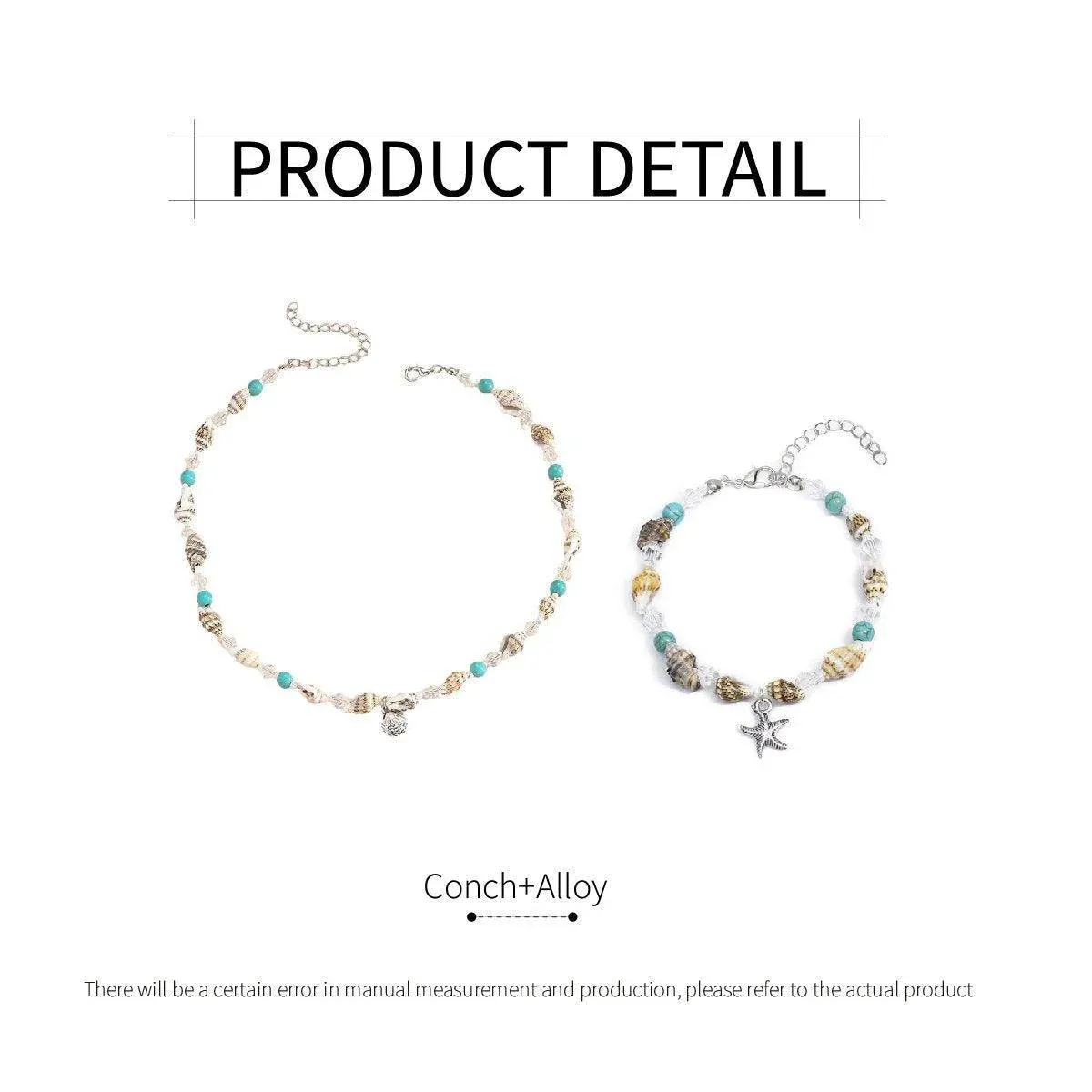 Sea Shell Conch Starfish Anklet Necklace Set for Women Beach Jewelry Gift - Anklet โ image 4
