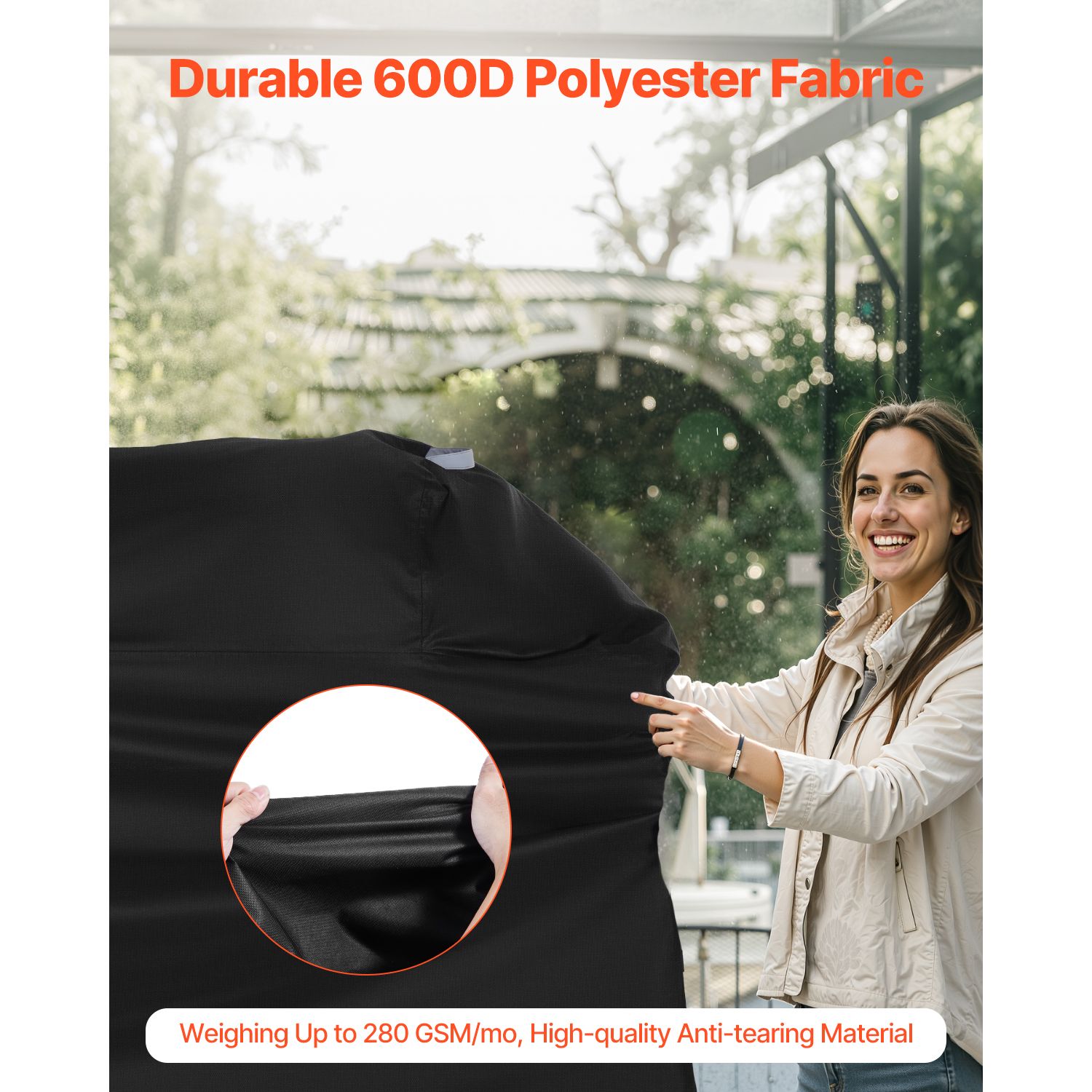 Grill Cover, 63 inch BBQ Covers for Outdoor Grills, Waterproof, Fade Resistant, Weather Resistant Heavy Duty 600D Polyester, Easy On/Off, with Hook-and-Loop — image 2