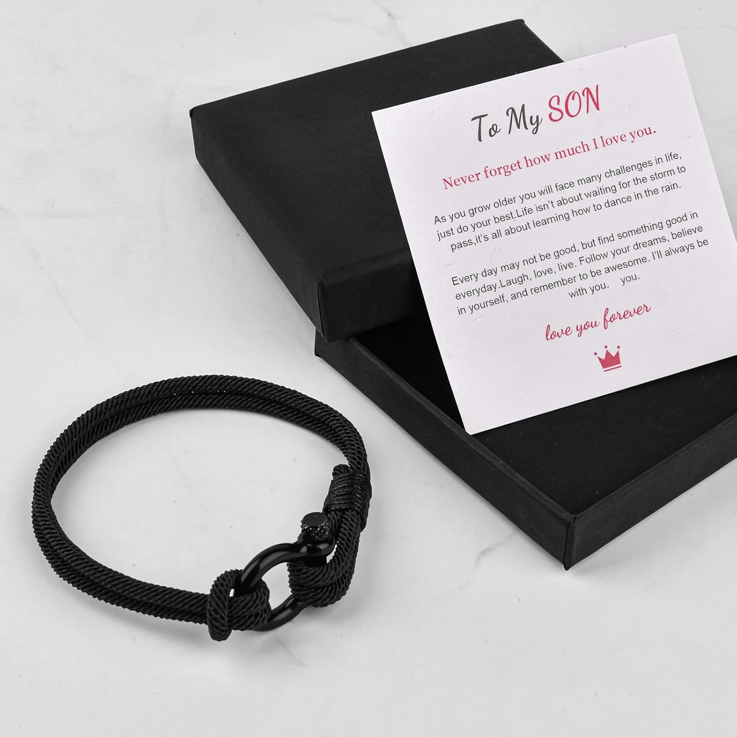 To My Son Bracelet from Mom with Inspirational Love Quotes, I Will Always Be with You Leather Bracelets for Men, Showing Mother Love You Forever, Personalized โ image 4