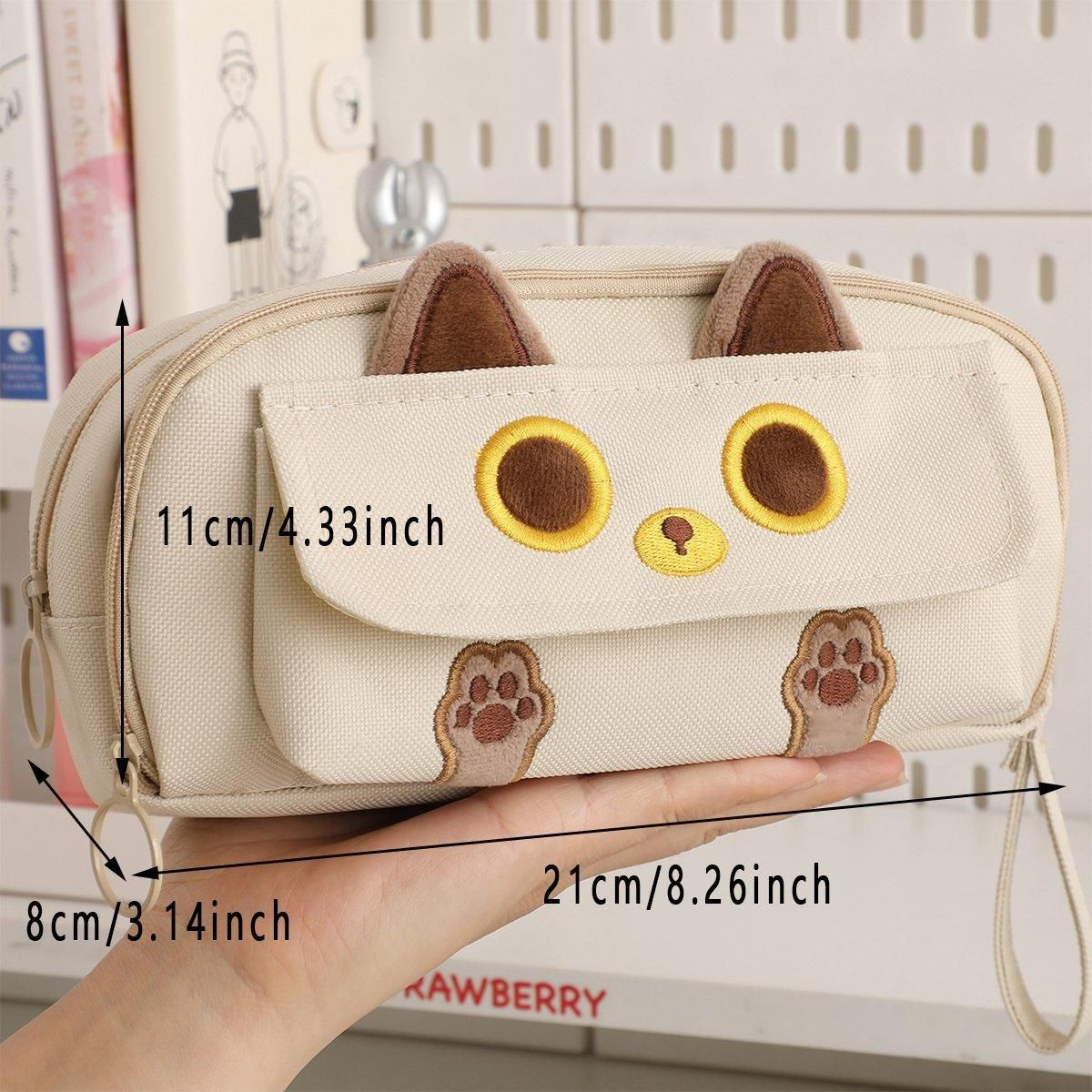 Multifunction Pencil Case For Boys Girls Embroidered Large Capacity Pencil Case - Pink — image 4