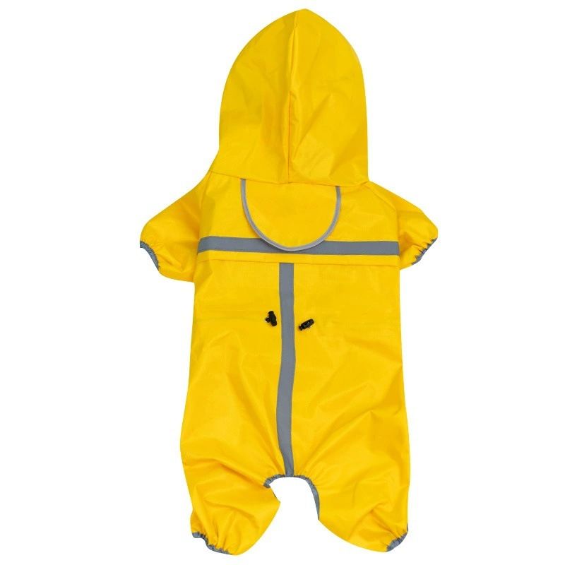 Cute Paw Prints Pet Raincoat Waterproof Taslan. Yellow hooded raincoat XL — image 2
