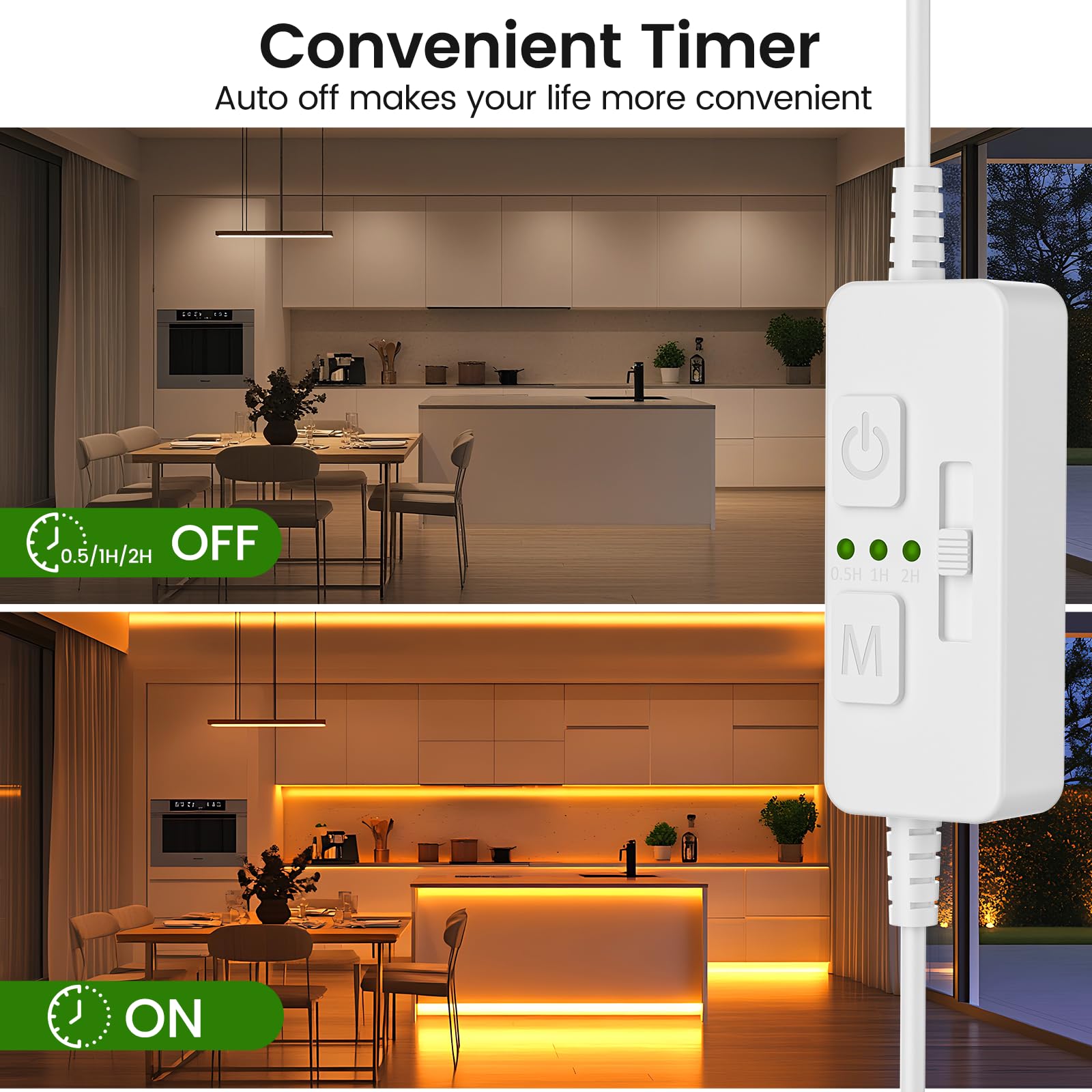Single Color Slider Dimmer with Timer - PWM 1pc DC 5V/12V/24V LED Controller, 36W Max, Slide Brightness Control & Auto-Off for LED Strip Lights โ image 4