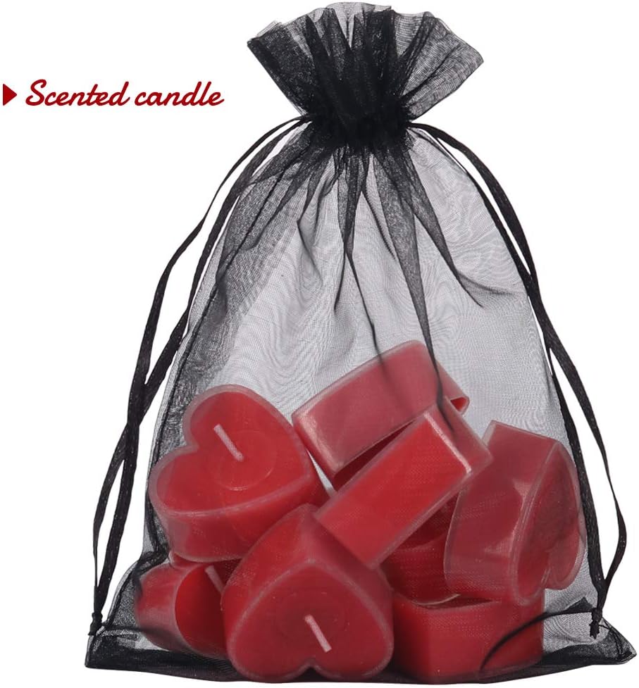 YQL Black Organza Bags,100PCS 5x7 Inch Gift Favor Bags Mesh Fruit Protection Bags Jewelry Pouches Sachet Bags Wedding Party โ image 5
