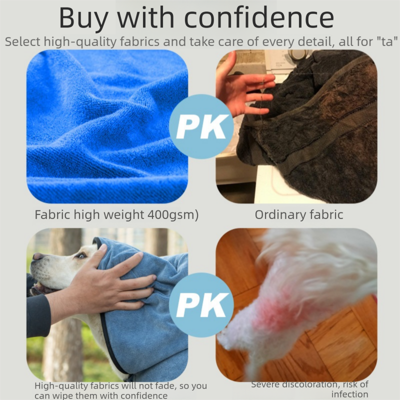Pink 100 × 50cm icrofibre Pet Bath Towel with Hand Pockets - Super Absorbent Quick Dry Dog and Cat Drying Towel, Soft Grooming Blanket for Bathing, Cleaning — image 4