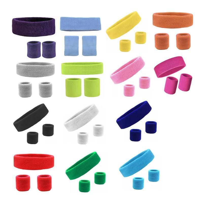 Wristbands Headband Sweatbands Sweat Band For Sport Tennis Badminton Yoga Cotton - Blue โ image 3