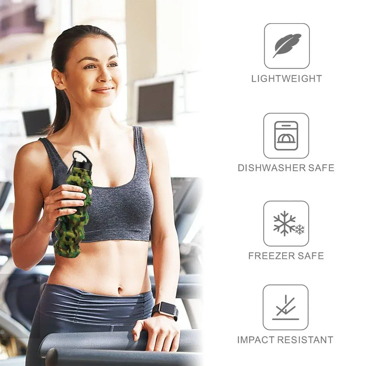 Plastic Grenade Water Bottle Silicone Riding Sports Kettle Retractable Folding Water Bottle — image 5