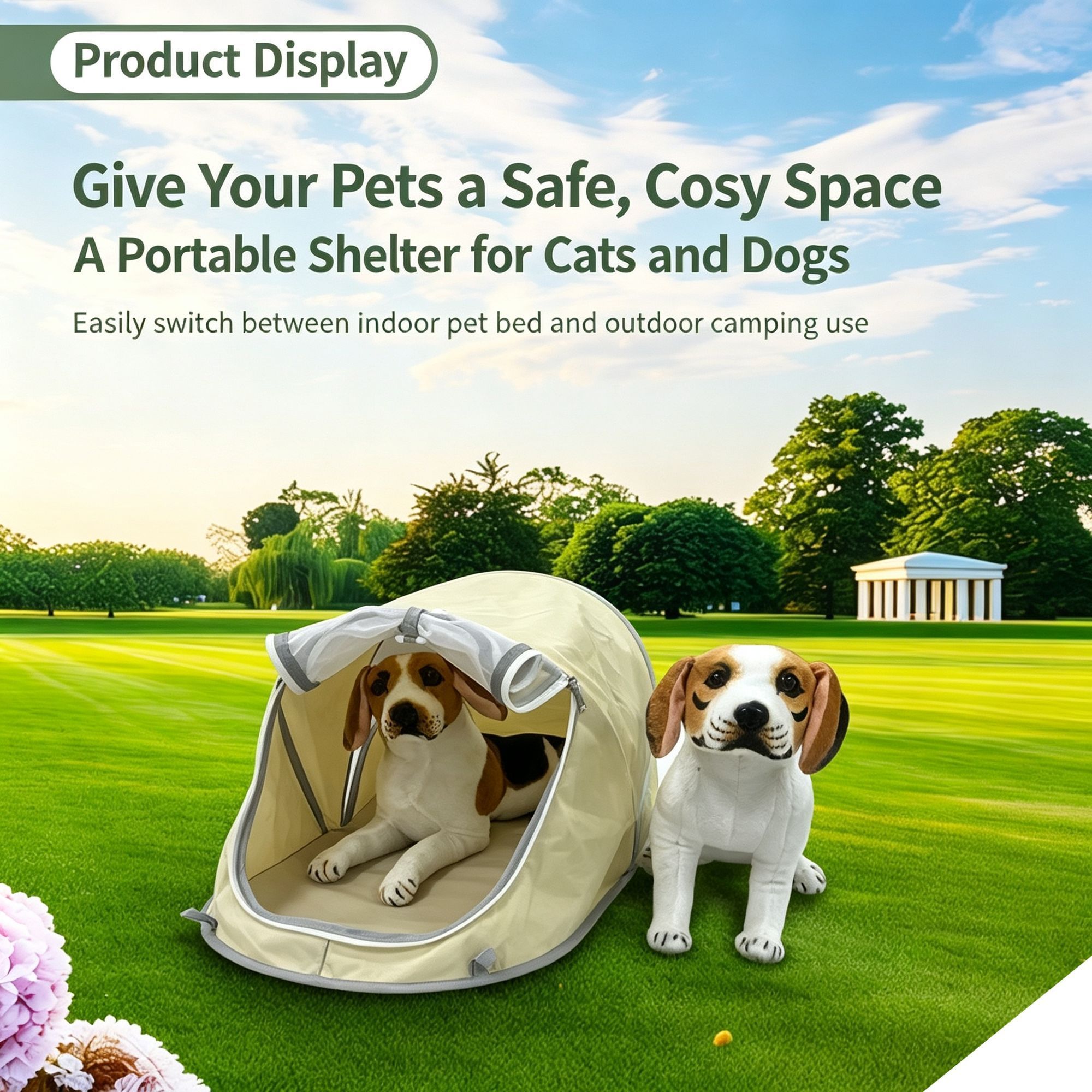 Pet Tent House for Cats & Dogs 68 × 35 × 30cm Dark Grey,Lightweight Portable Pet Shelter,Sun‑proof Indoor Outdoor Bed for Camping Picnic Lawn Trip,Ideal for — image 5