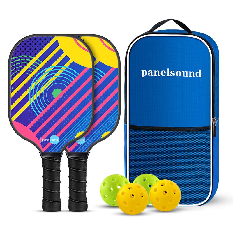 PS Series Colorful Textured Fiberglass Pickleball Paddles Set with 2 Rackets, 4 Balls and Portable Carry Bag for Indoor and Outdoor Use, PS-006