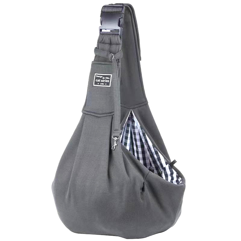 Dark Grey Lightweight Breathable Pet Crossbody Bag with Adjustable Padded Strap & Reversible Double-Sided Design