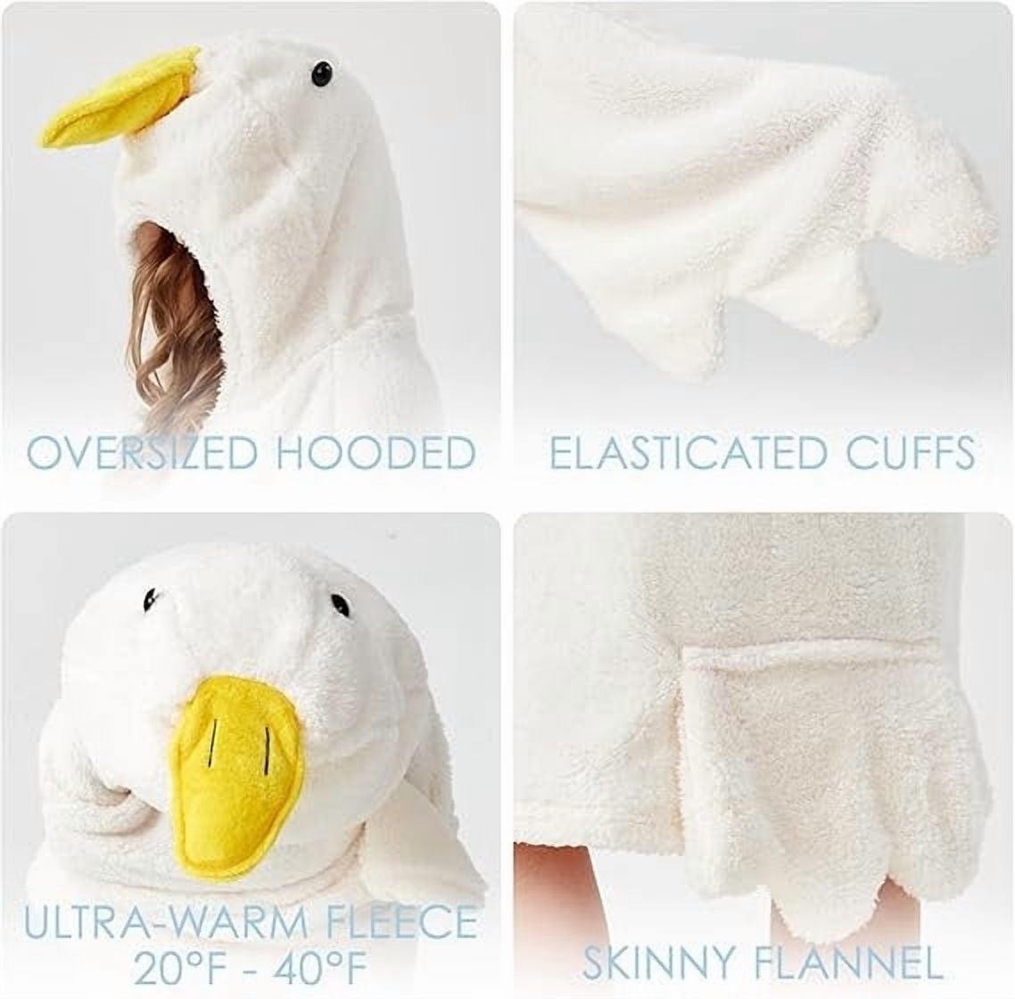 Goose Blanket Hoodie Onesie, Large Warm Wearable Flannel Blankets with Sleeves and Gooses Feet Slippers, for Festival Home Party Holiday Indoor XXL Gray — image 3
