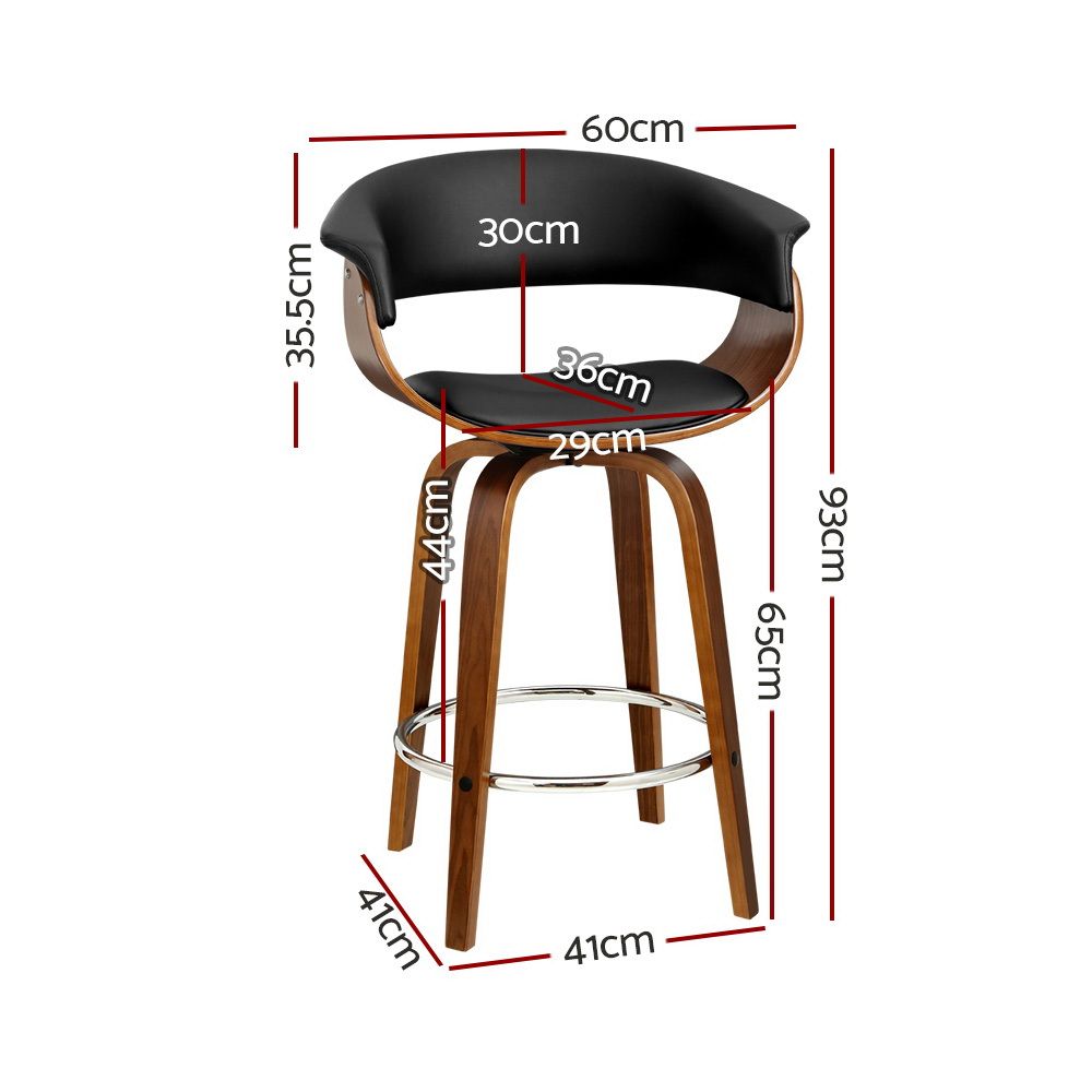 Artiss Bar Stools Set of 3 Kitchen Wooden Bar Stool Dining Chair 65cm — image 2