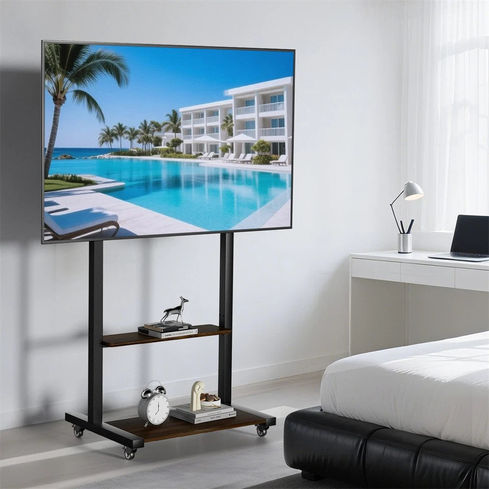 Adjustable Rolling TV Stand for 40 to 100 Inch Screens with Shelves โ image 3
