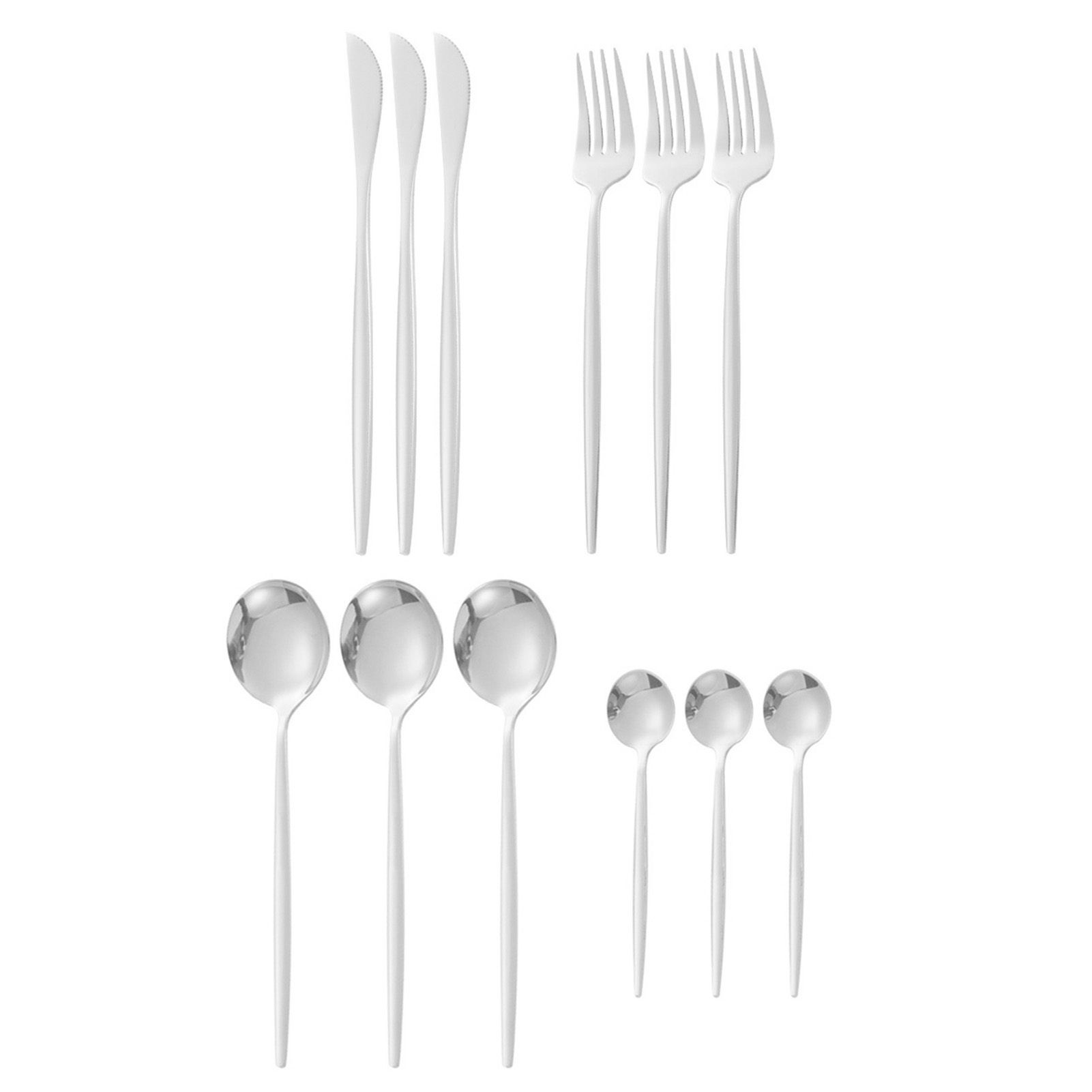 12Pcs Tableware Set Spoons Knives Forks Glossy 410 Stainless Steel Cutlery Set for Home Restaurant Silver โ image 4