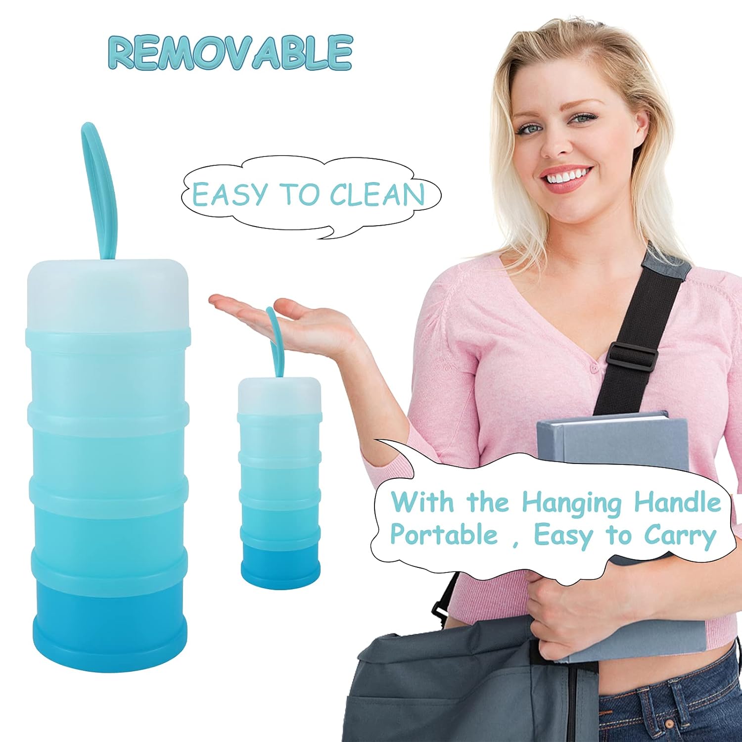 Baby Formula Dispenser On The Go, Stackable Formula Dispenser Formula Container to Go, Non-Spill Portable Milk Powder Kids Snack Storage Container, BPA Free โ image 6