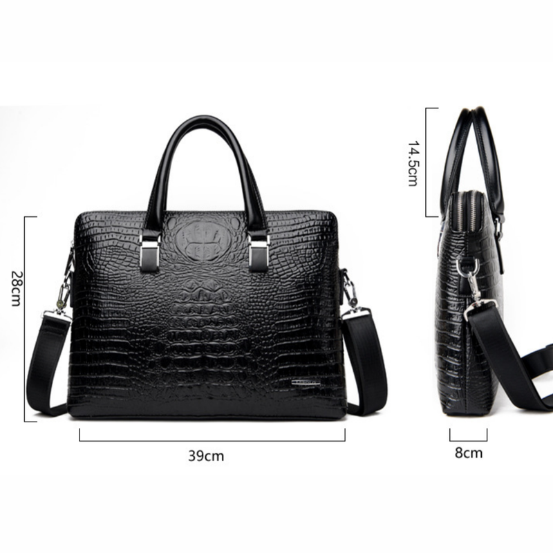 Blue Men's Luxury Crocodile Embossed PU Leather Briefcase(39 x 8 x 28 CM) With FREE Crocodile Wallet - Dual-Zip Business Shoulder/Crossbody Laptop Bag (Fits โ image 5