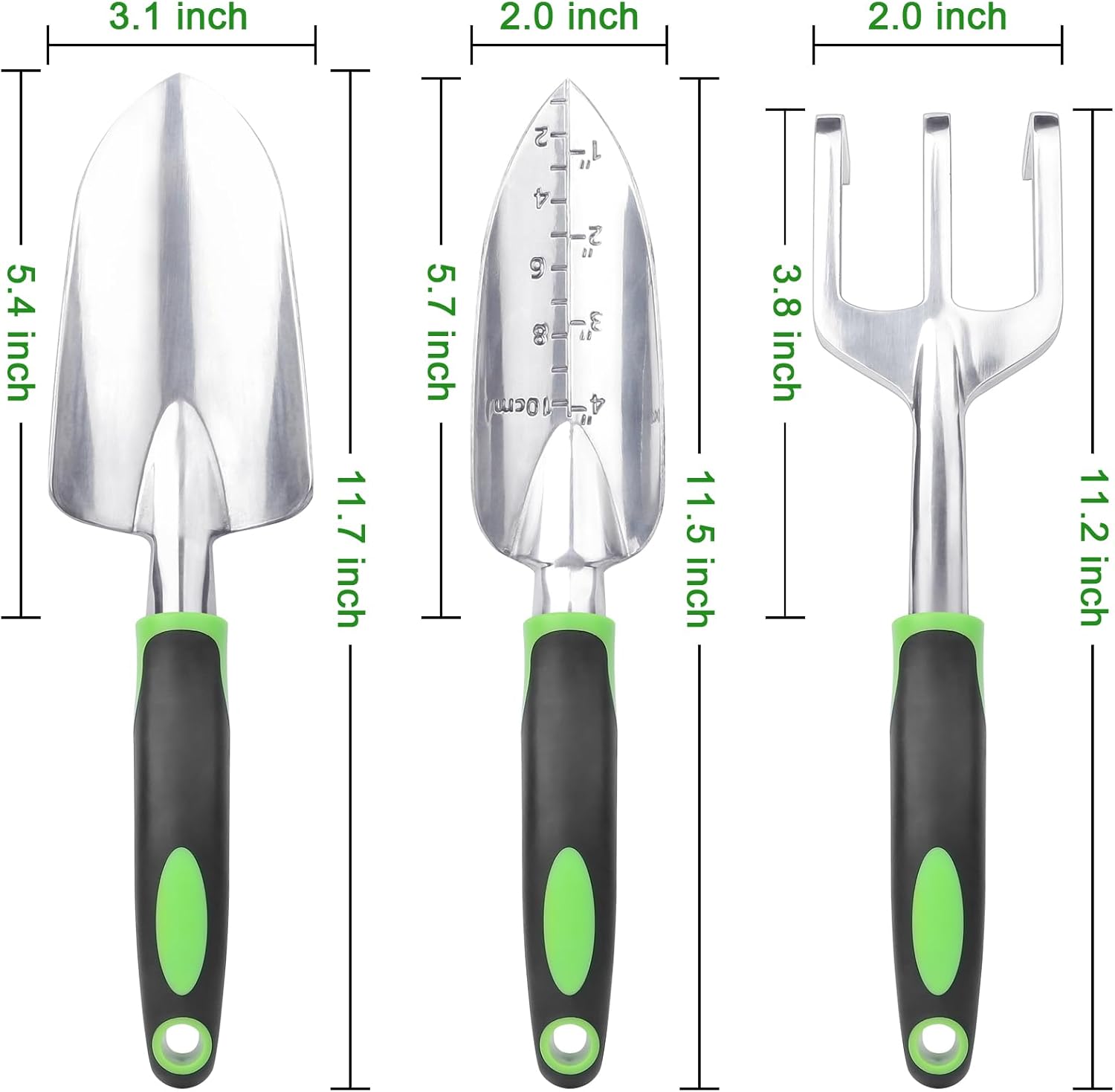 Garden Tools Set, 3 Pack Heavy Duty Gardening Tools Set Include Garden Shovel + Hand Rake Garden Tool, Heavy Duty Hand Cultivators for Gardening โ image 2