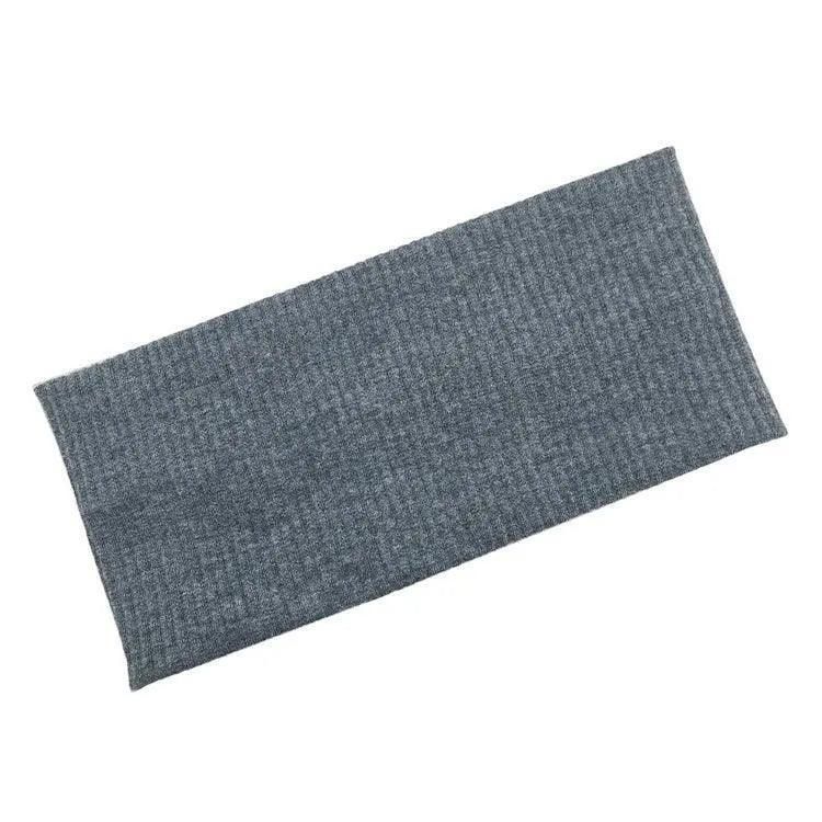 Women Headband Solid Wide Turban Knitted Cotton Hairband Girls Elastic Hair Band - Dark Grey