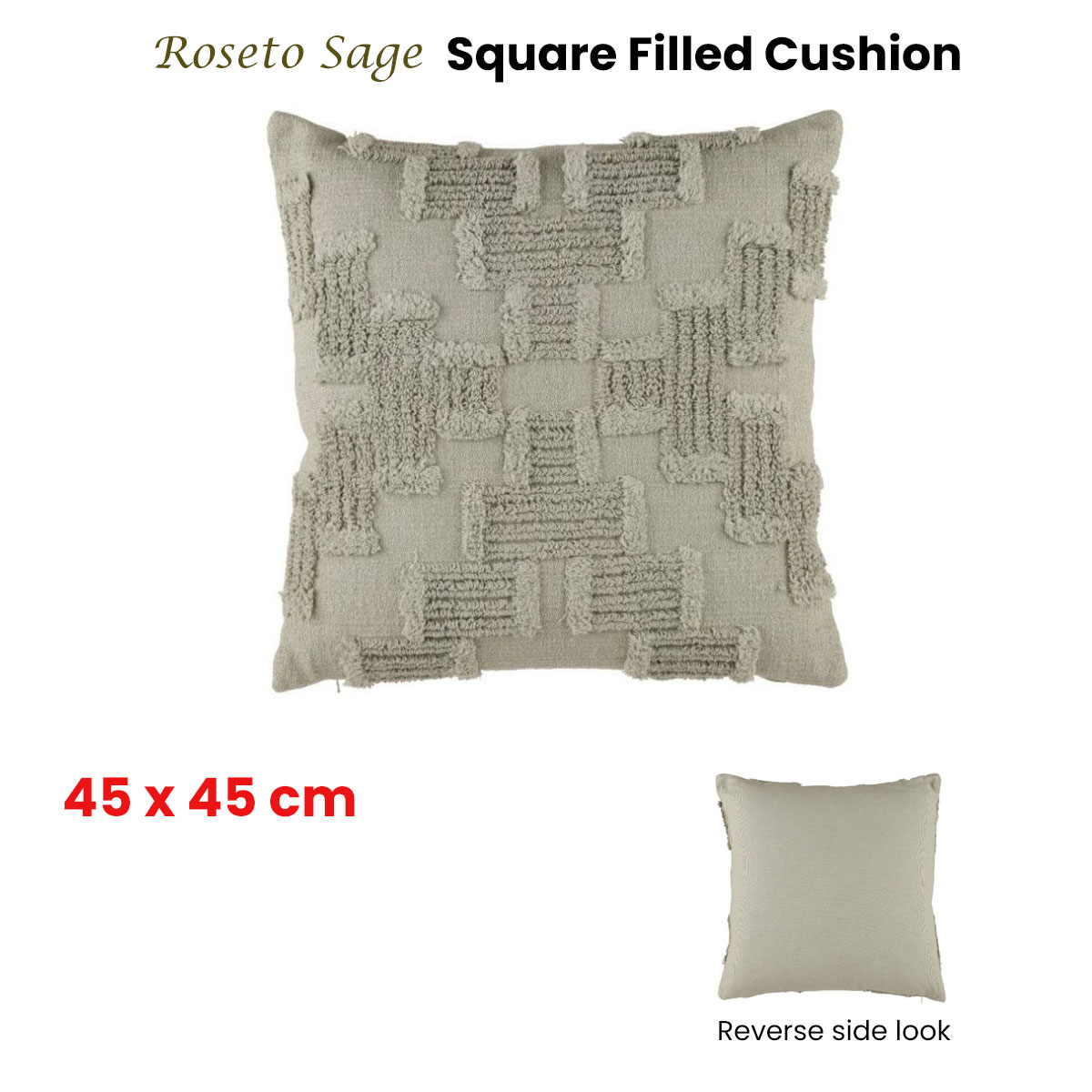 Accessorize Roseto Sage Square Filled Cushion 45cm x 45cm — image 2